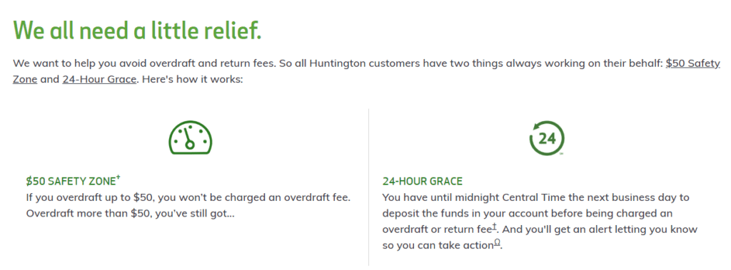 Huntington bank overdraft fee services