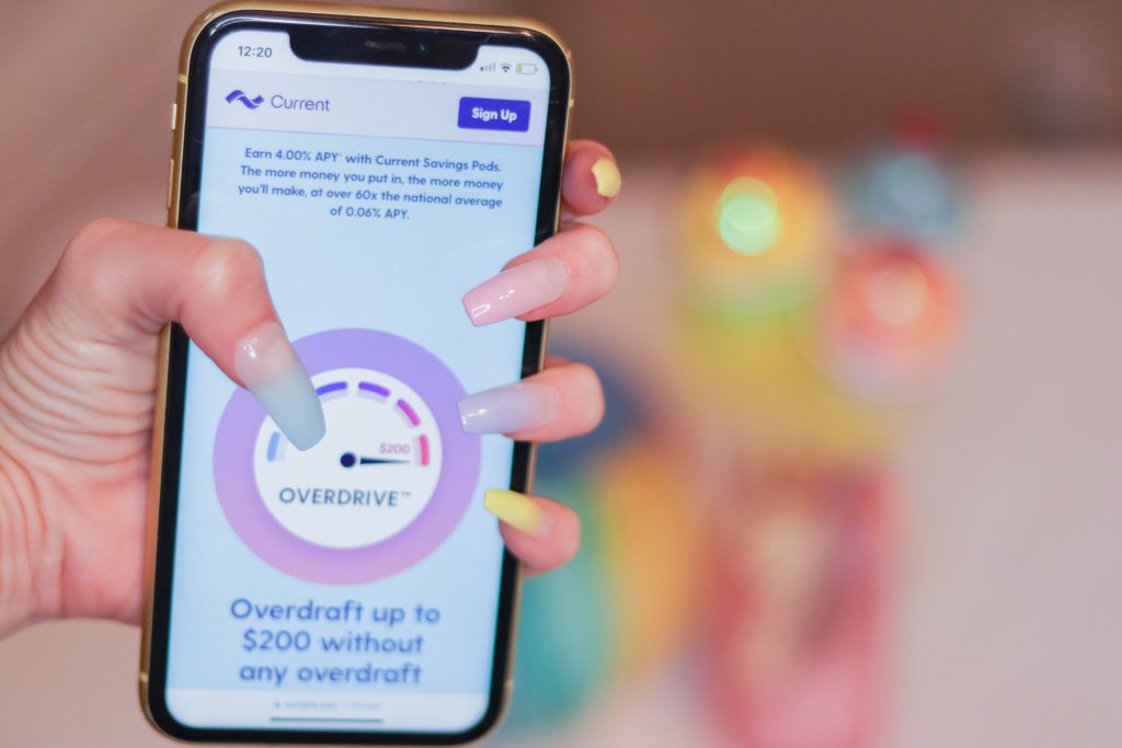 overdraft up to $200 with Current Overdrive on phone