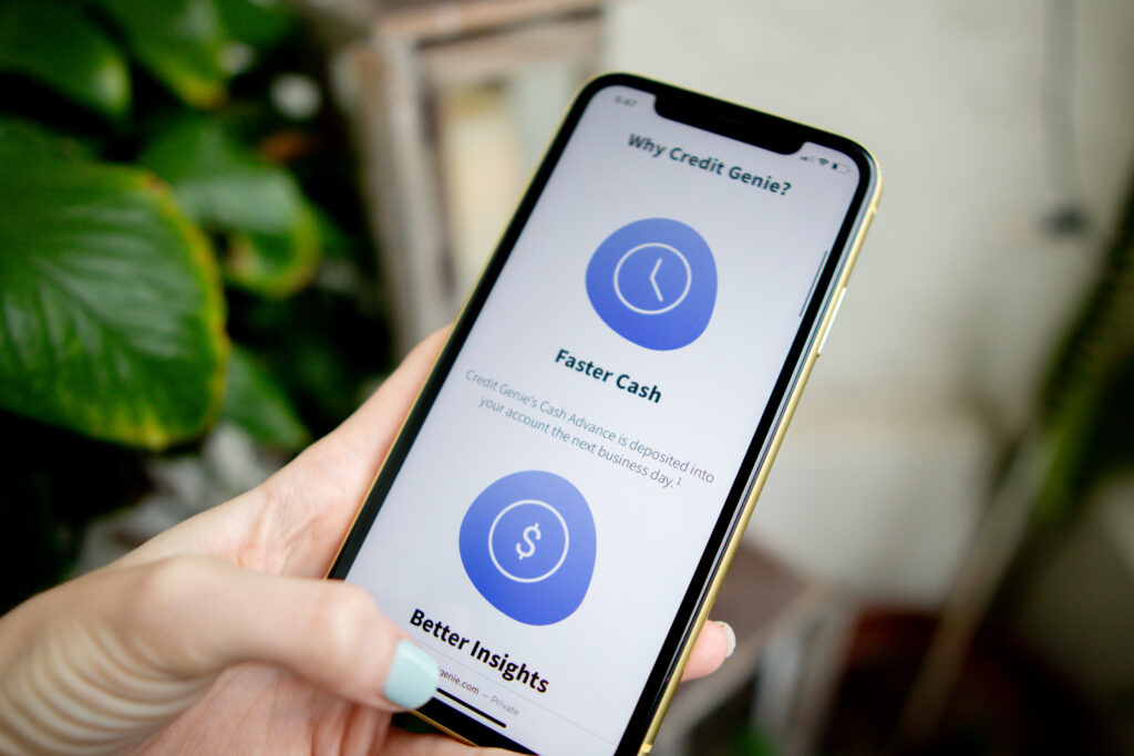 credit genie cash advance features shown on a phone screen