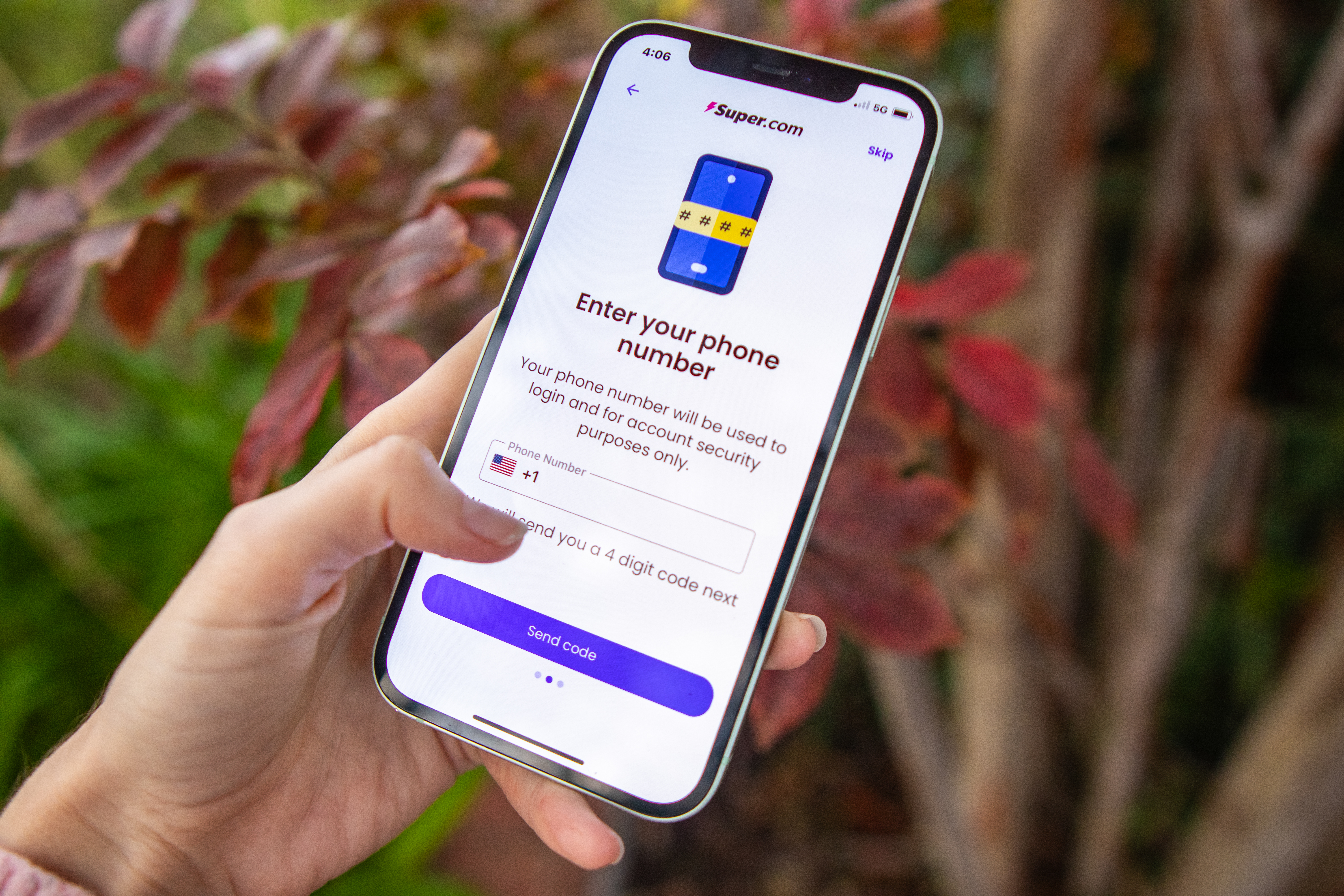 Super.com app home screen