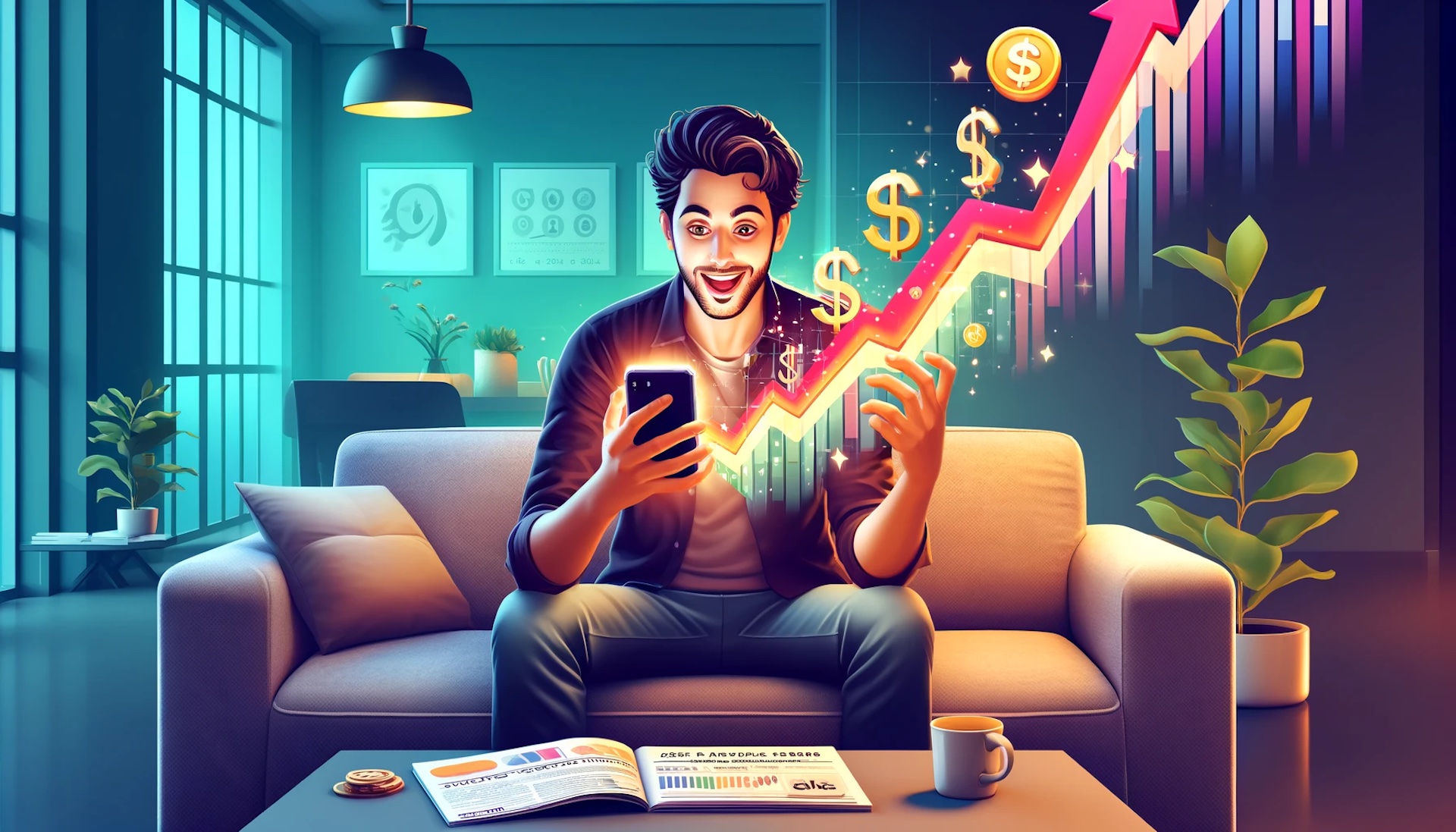 Man investing with cash advance app